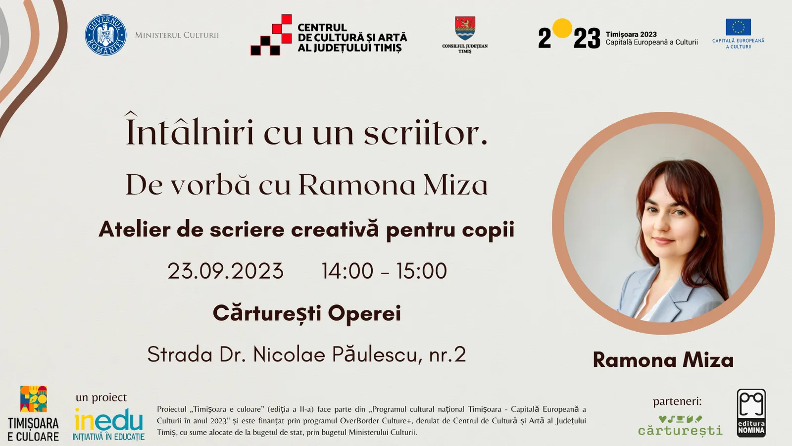 Întâlniri cu scriitori. De vorbă cu Ramona Miza  - atelier de scriere creativă pentru copii