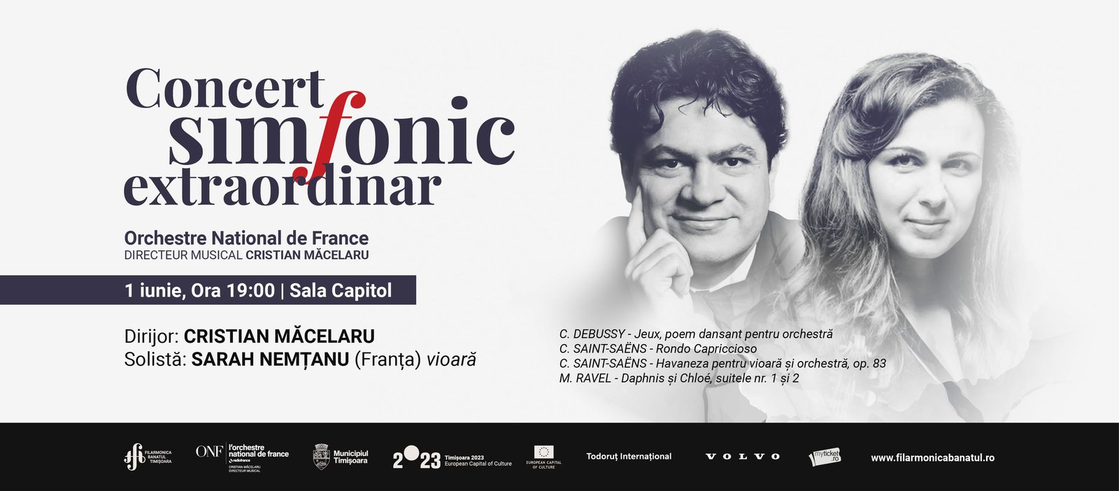 Concert simfonic extraordinar - Orchestra Națională a Franței, 1 Iunie 2023