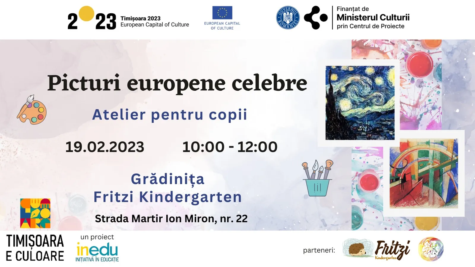 Picturi europene celebre - atelier de pictură pentru copii